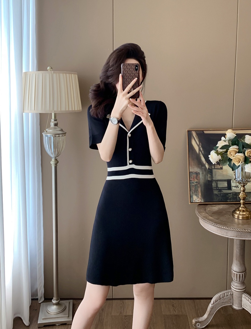 A-line high waist knitted dress for women