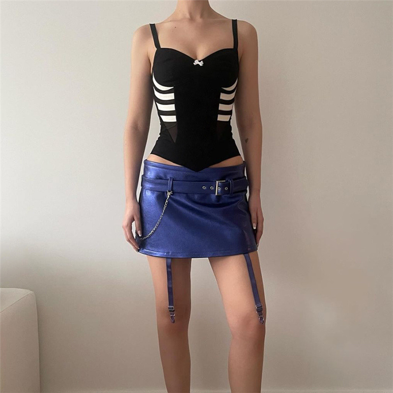 Low-cut sling spicegirl irregular sexy European style tops