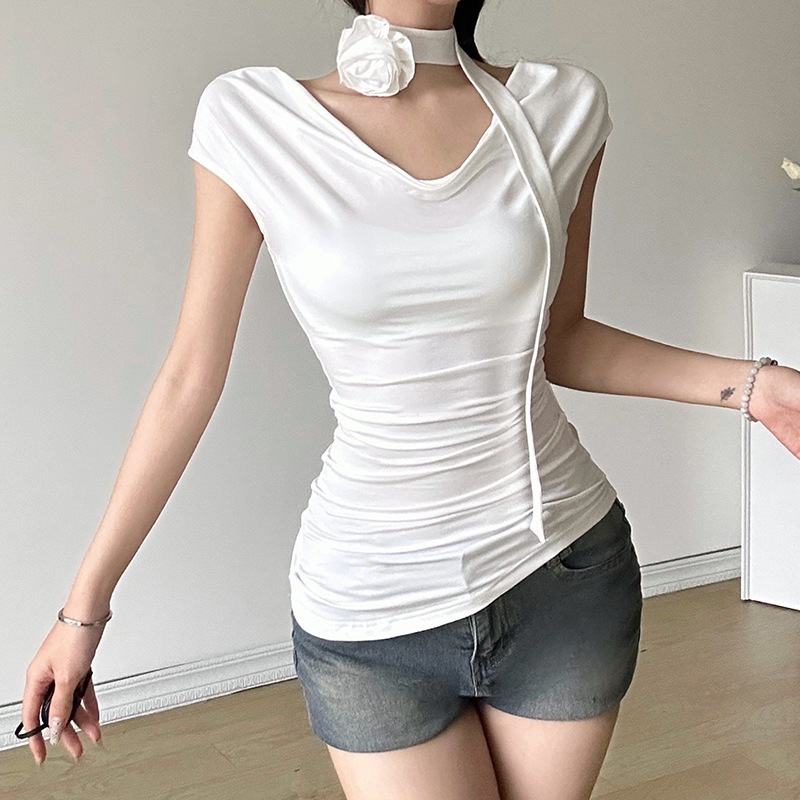 Slim sexy European style fashion irregular tops for women