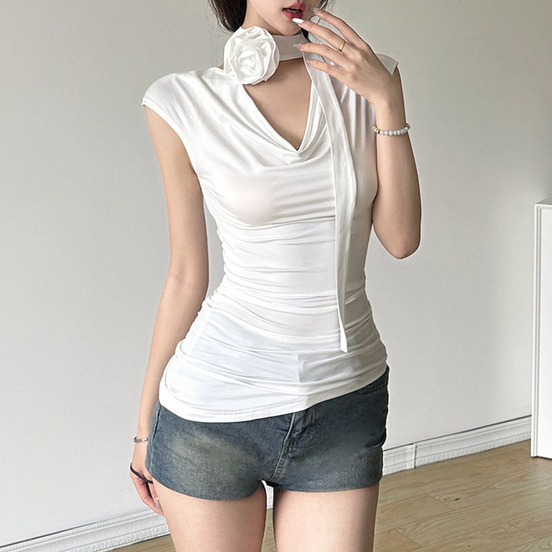 Slim sexy European style fashion irregular tops for women