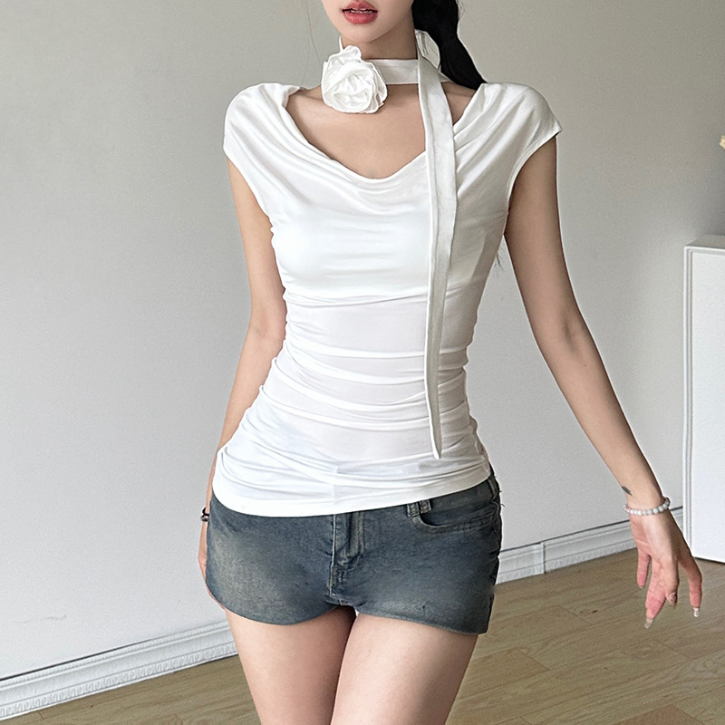 Slim sexy European style fashion irregular tops for women