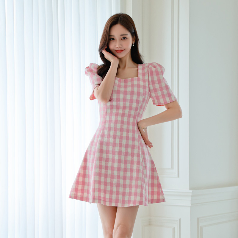 Temperament chanelstyle plaid slim summer dress