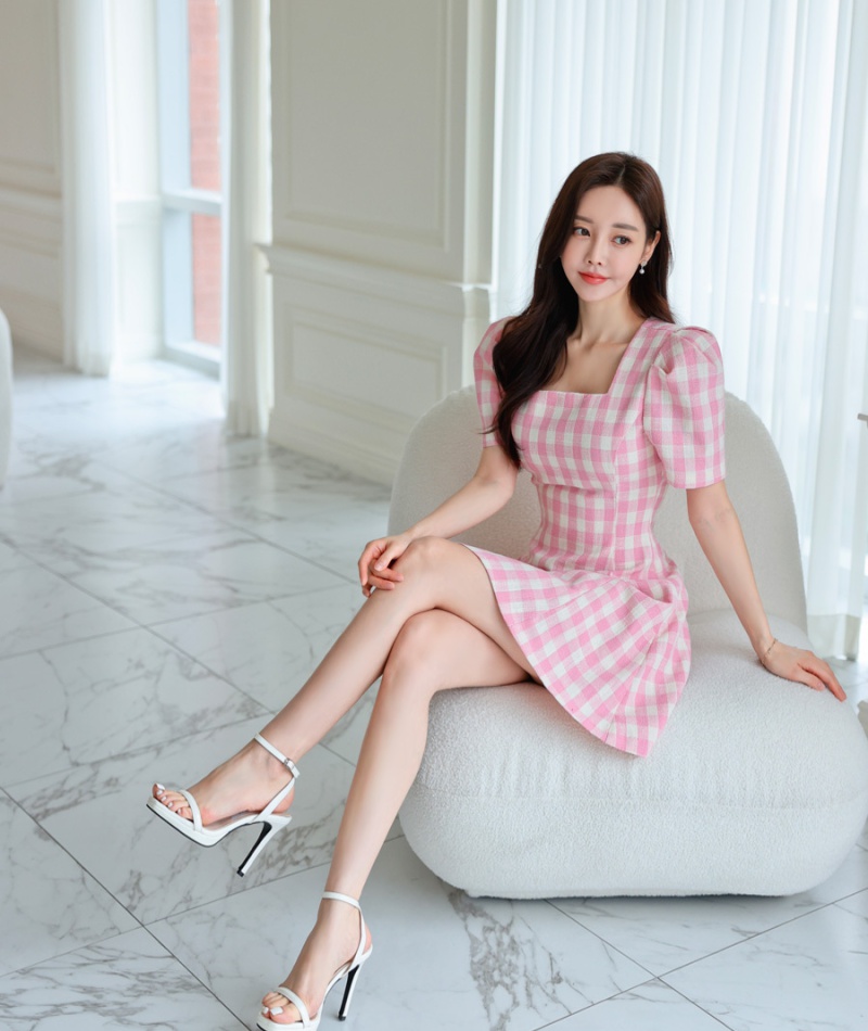 Temperament chanelstyle plaid slim summer dress