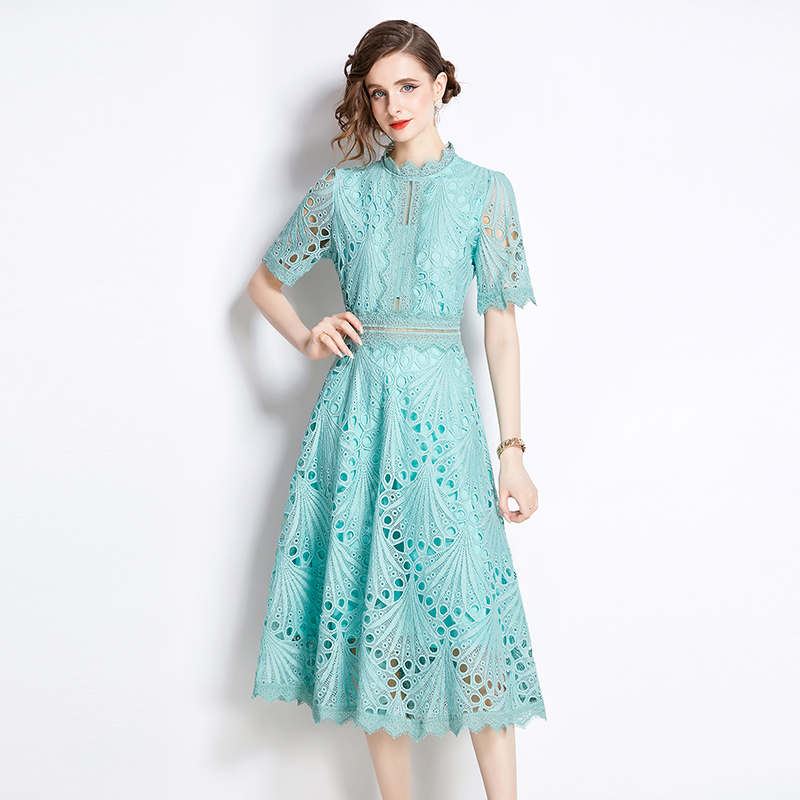 Temperament niche lace embroidery summer ladies unique dress