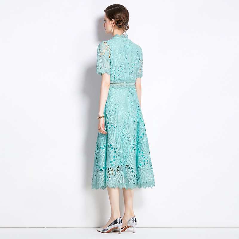 Temperament niche lace embroidery summer ladies unique dress