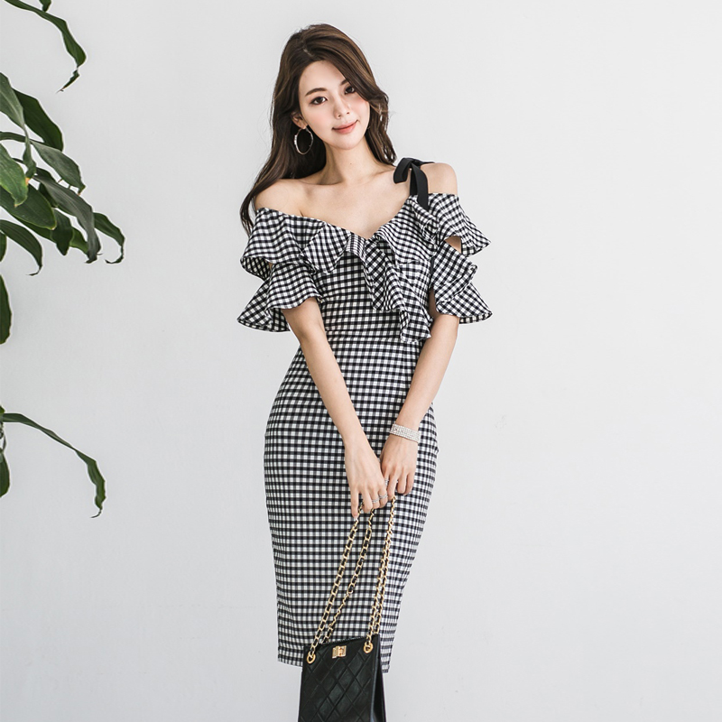 Hip Korean style slim T-back summer sexy V-neck dress for women