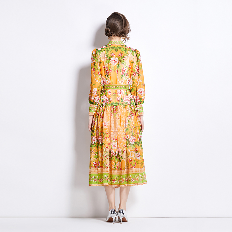 Cstand collar long dress spring and autumn dress