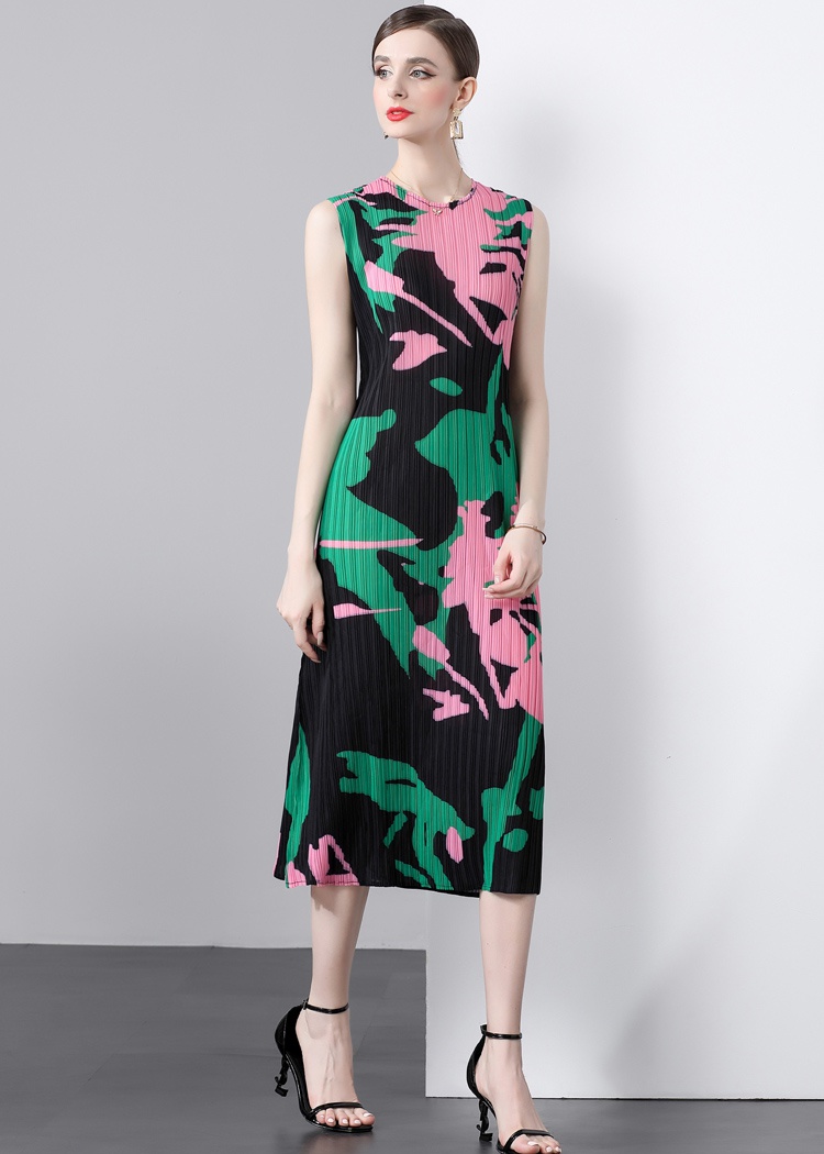 Printing niche Pleats Please straight art dress