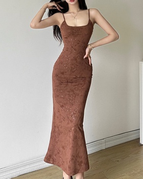 Sexy rhinestone temperament summer slim fashion sling dress