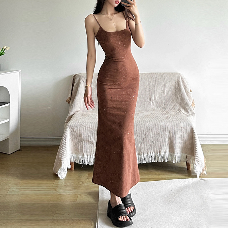 Sexy rhinestone temperament summer slim fashion sling dress