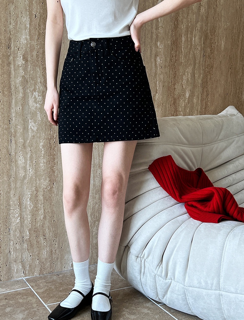 High waist polka dot short skirt A-line skirt for women