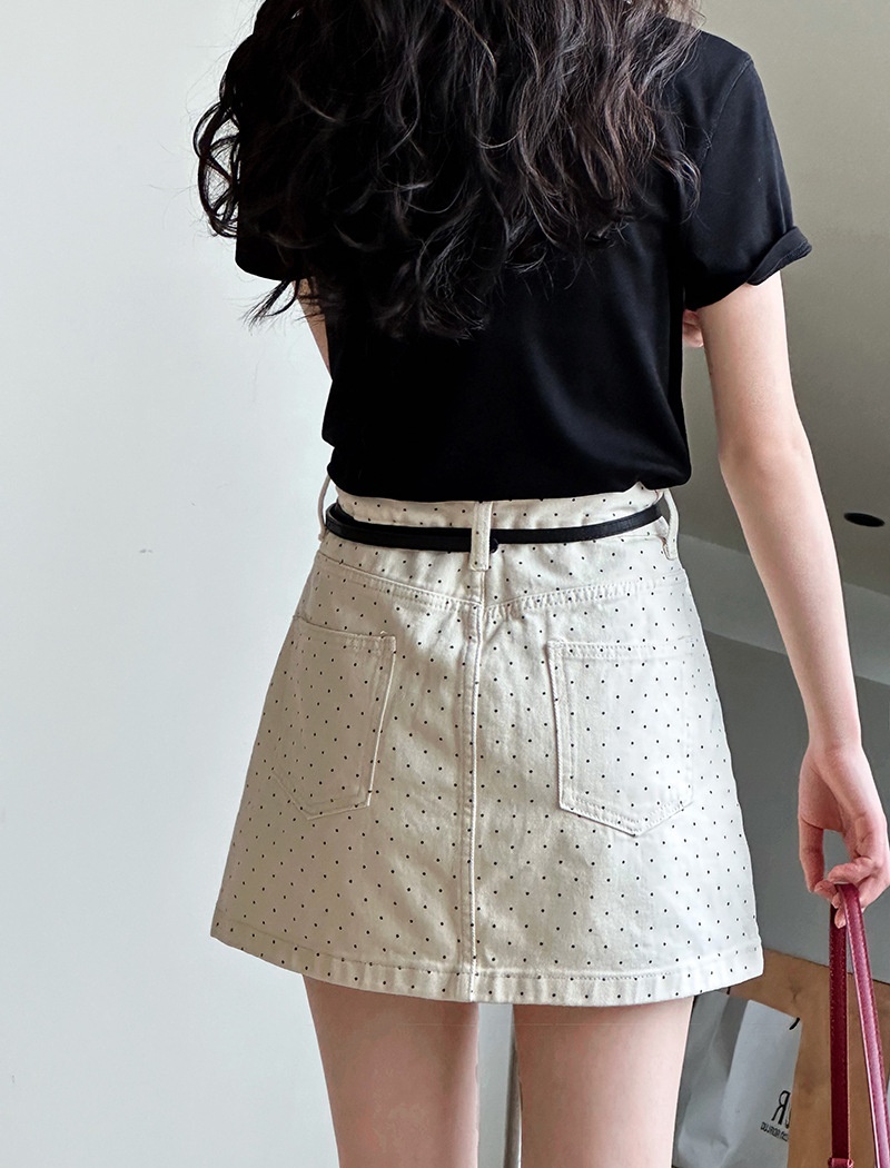 High waist polka dot short skirt A-line skirt for women