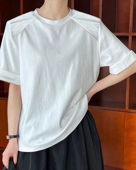 Shoulder loose tops embroidery Chinese style T-shirt