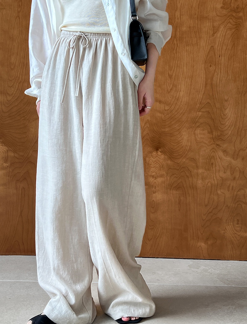 Thin drawstring long pants light wide leg pants for women