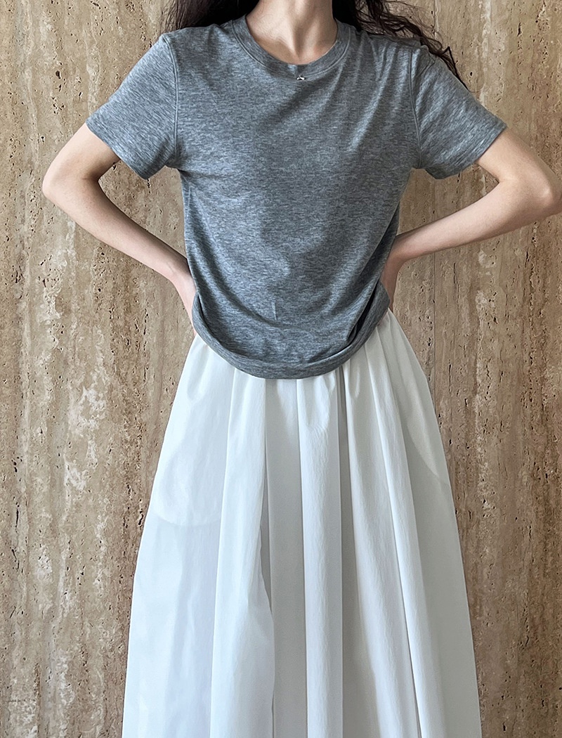 Minimalist wool pure tops bow short sleeve T-shirt