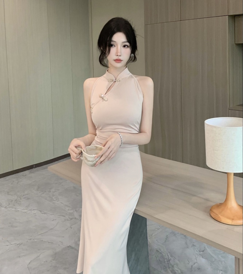 Sexy retro long dress halter summer cheongsam