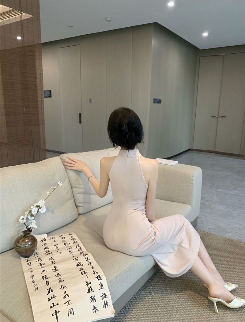 Sexy retro long dress halter summer cheongsam