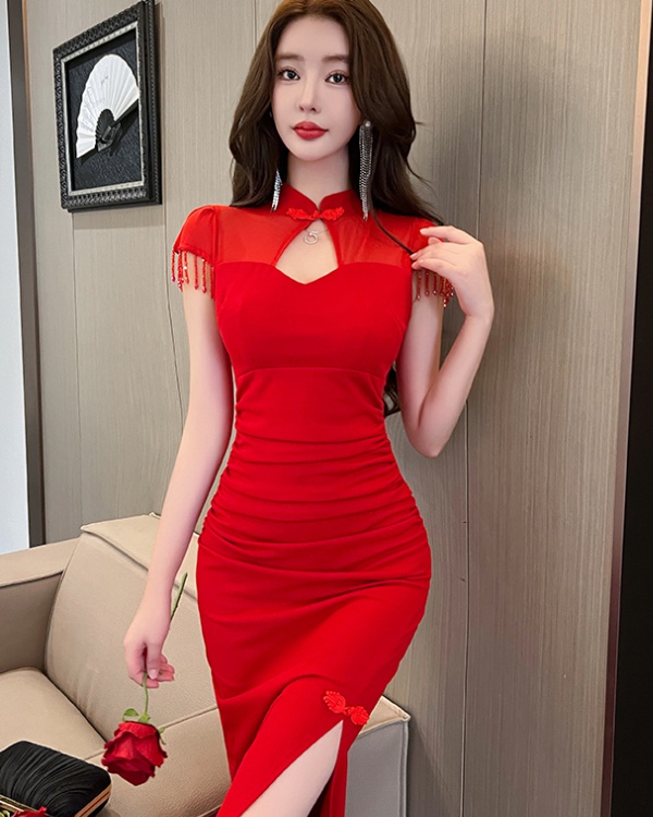 Chinese style sexy tight cheongsam slim summer package hip dress