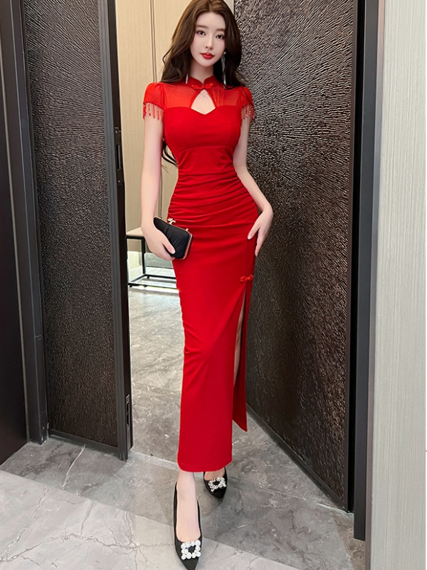 Chinese style sexy tight cheongsam slim summer package hip dress