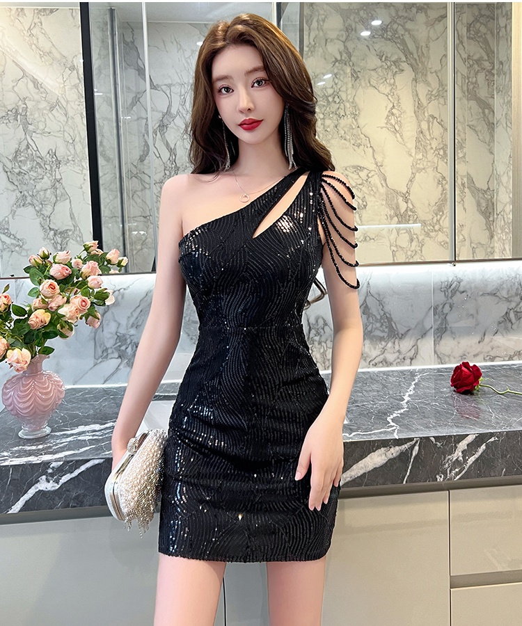 Slim package hip dress shoulder formal dress