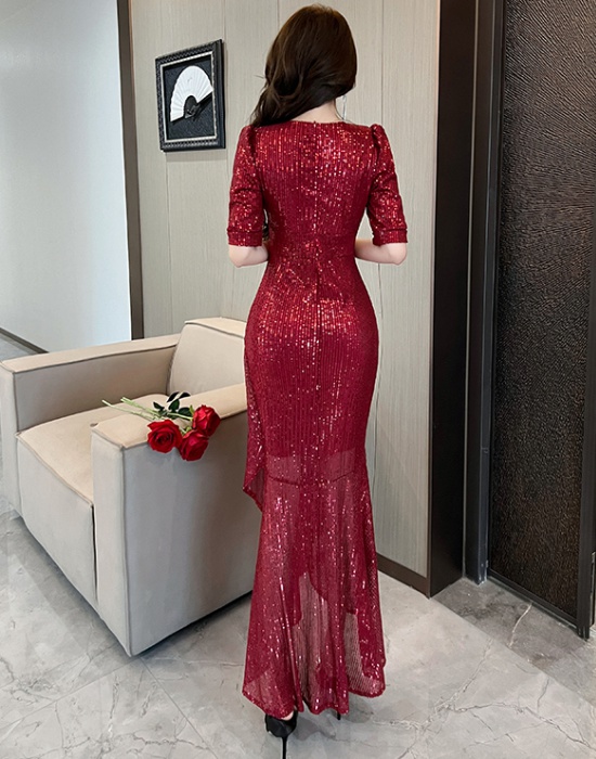 Sequins host formal dress mermaid banquet dress for women