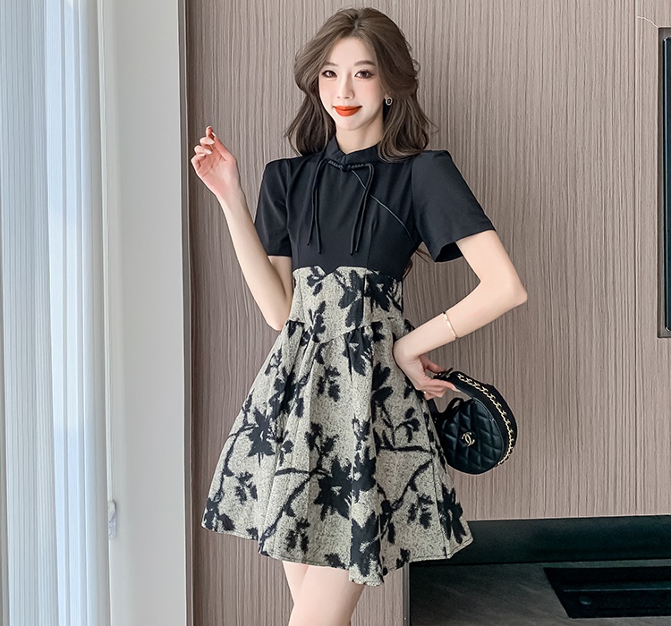 Pseudo-two spring France style small fellow dress