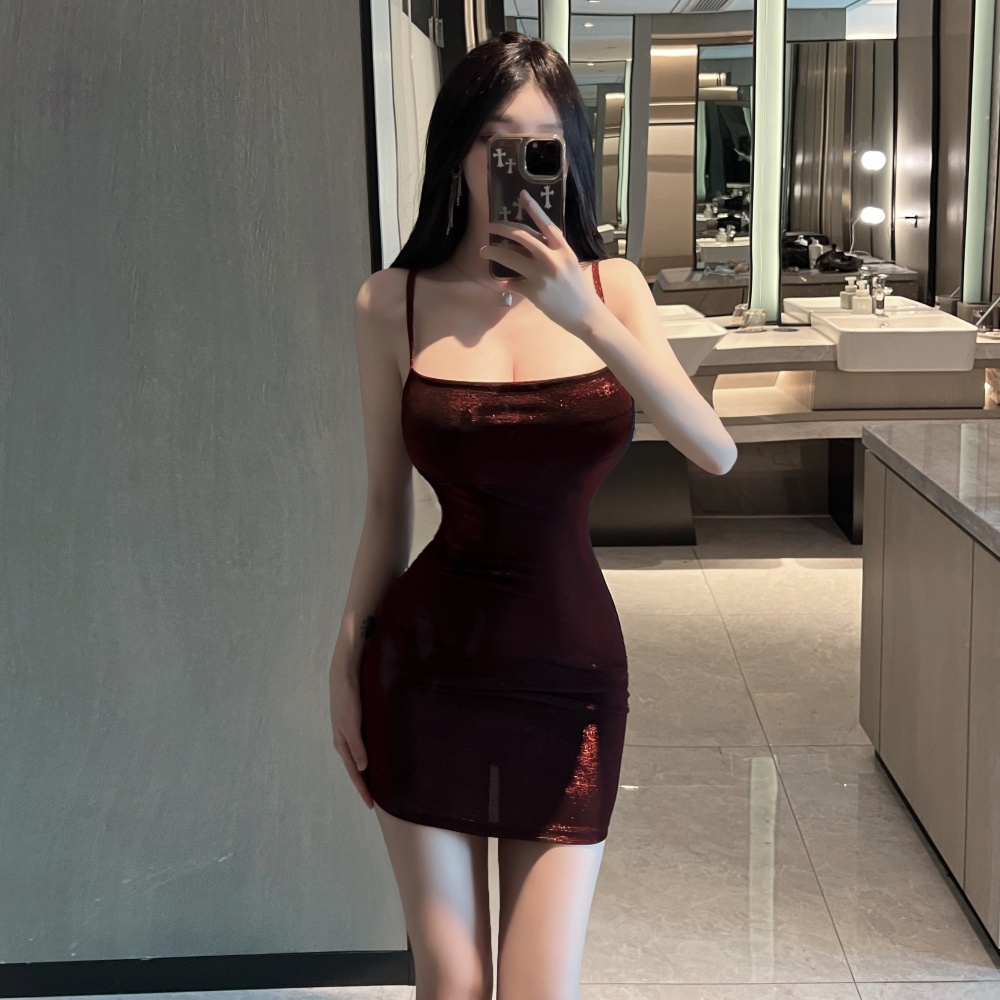 Slim sling simple dress spicegirl sexy T-back for women