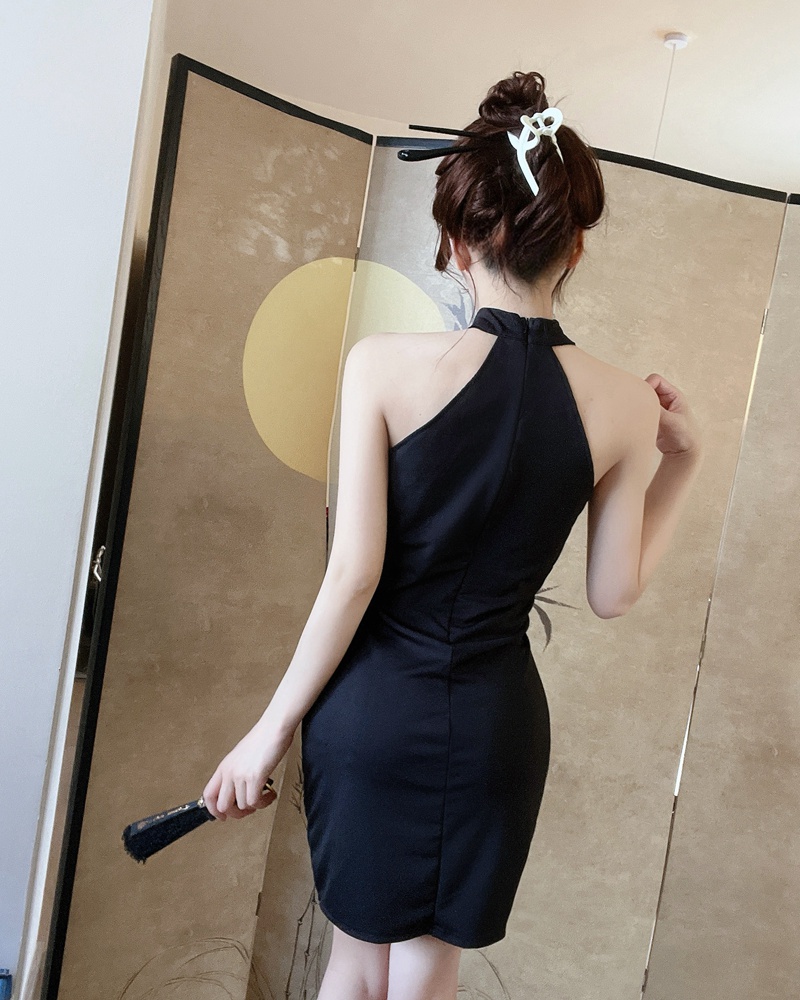 Chinese style halter sexy dress colors hollow evening dress