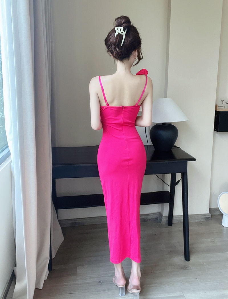 Sexy stereoscopic long dress banquet sling dress for women