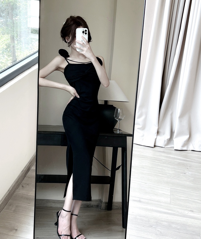 Sexy stereoscopic long dress banquet sling dress for women