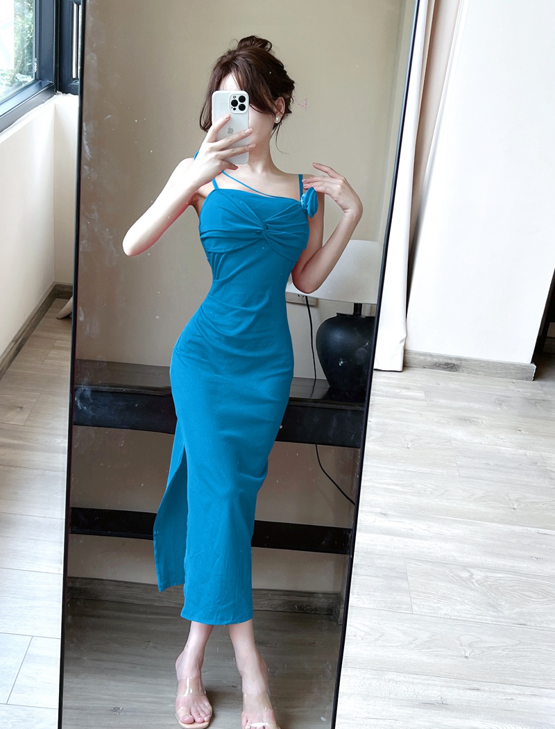 Sexy stereoscopic long dress banquet sling dress for women