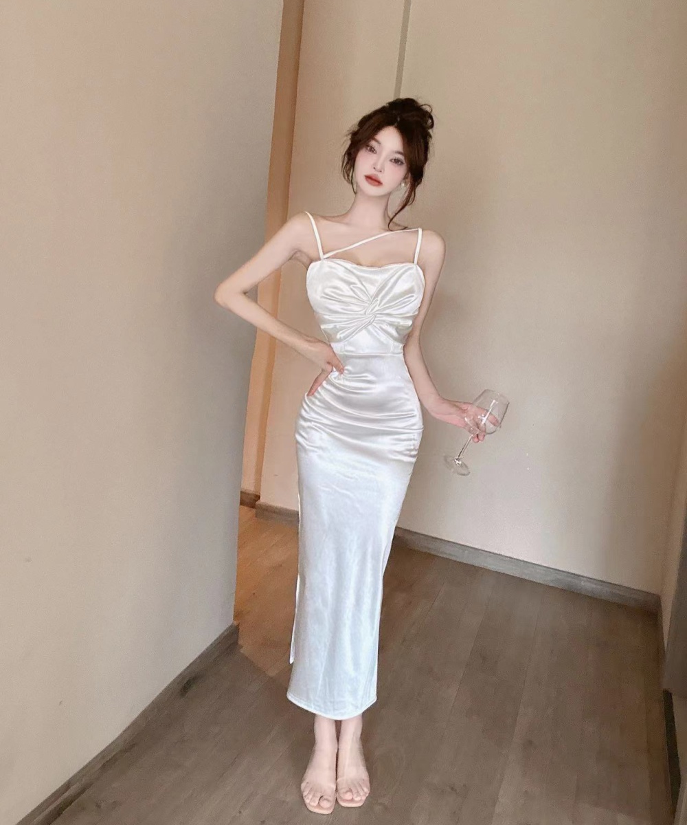 Low-cut V-neck sexy long dress split temperament dress