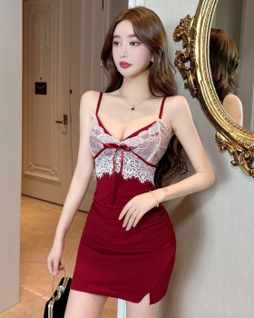 Lace tight cotton bottoming package hip dress