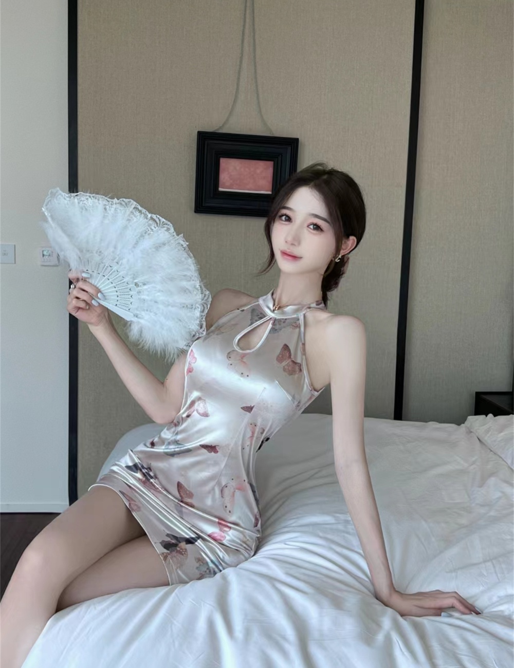 Summer short dress slim Chinese style cheongsam for women