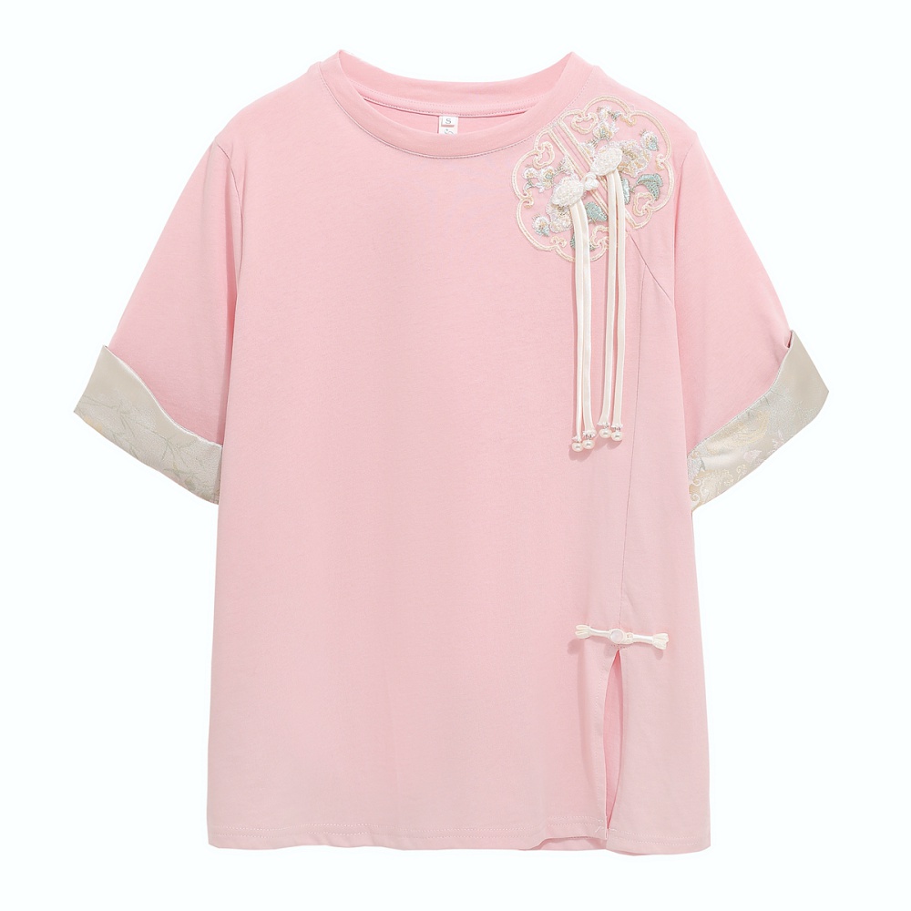 Short sleeve summer tops pink light T-shirt for women