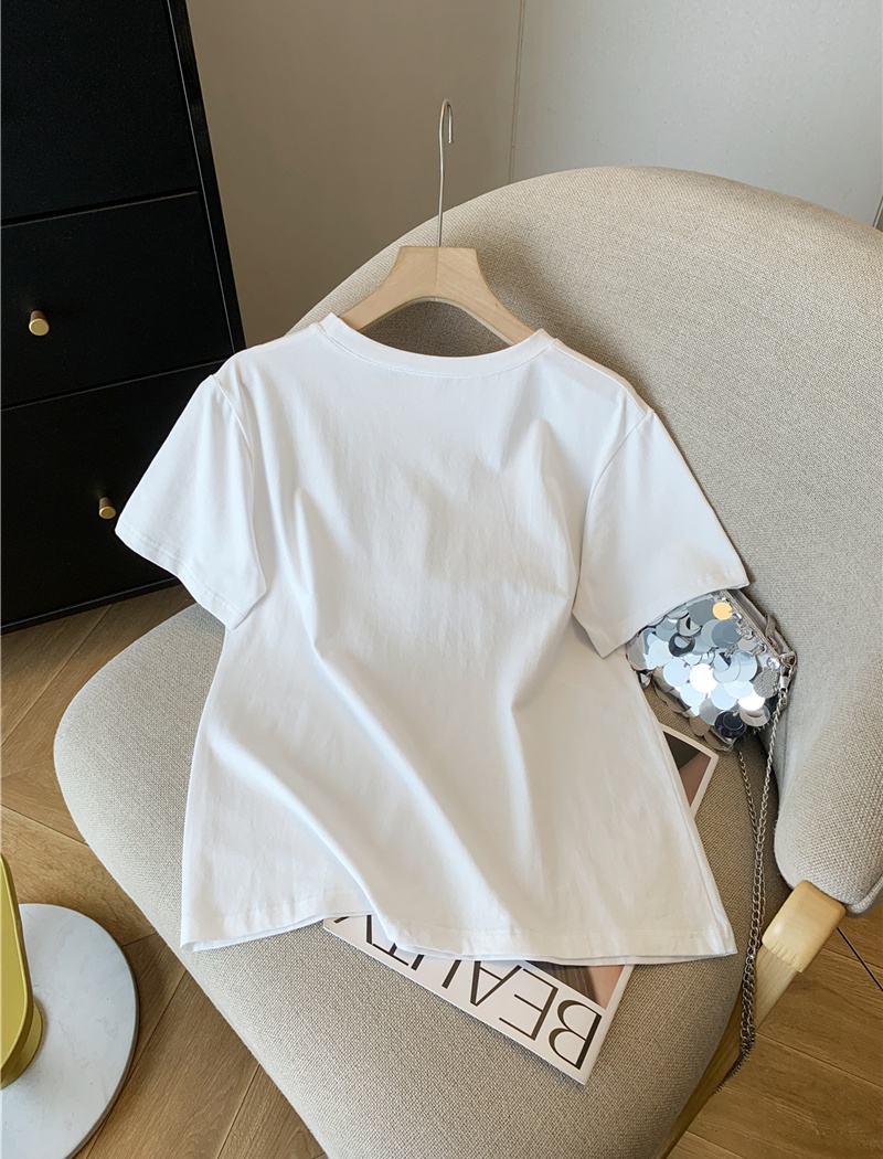Butterfly short sleeve pure cotton round neck T-shirt