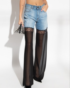Fashion sexy wide leg high waist jeans for women