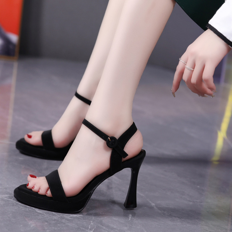 Open toe round platform niche high-heeled shoes for women