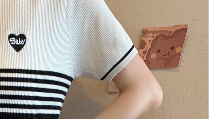 Summer thin ice silk chanelstyle knitted T-shirt