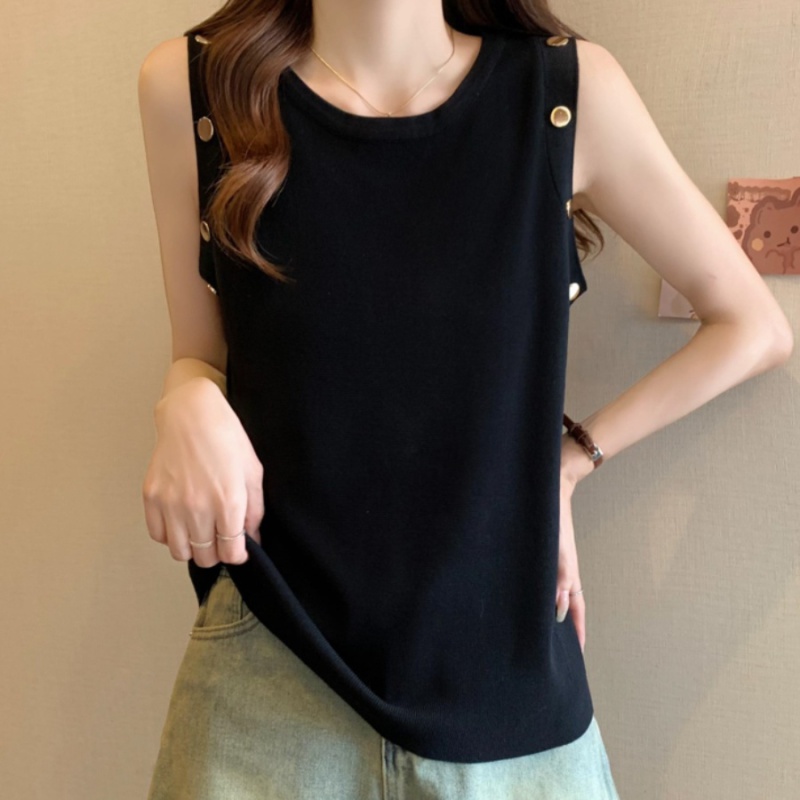 Summer buckle sling knitted ice silk thin vest