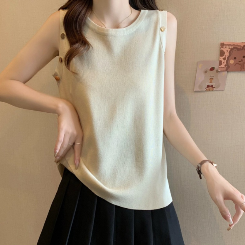 Summer buckle sling knitted ice silk thin vest