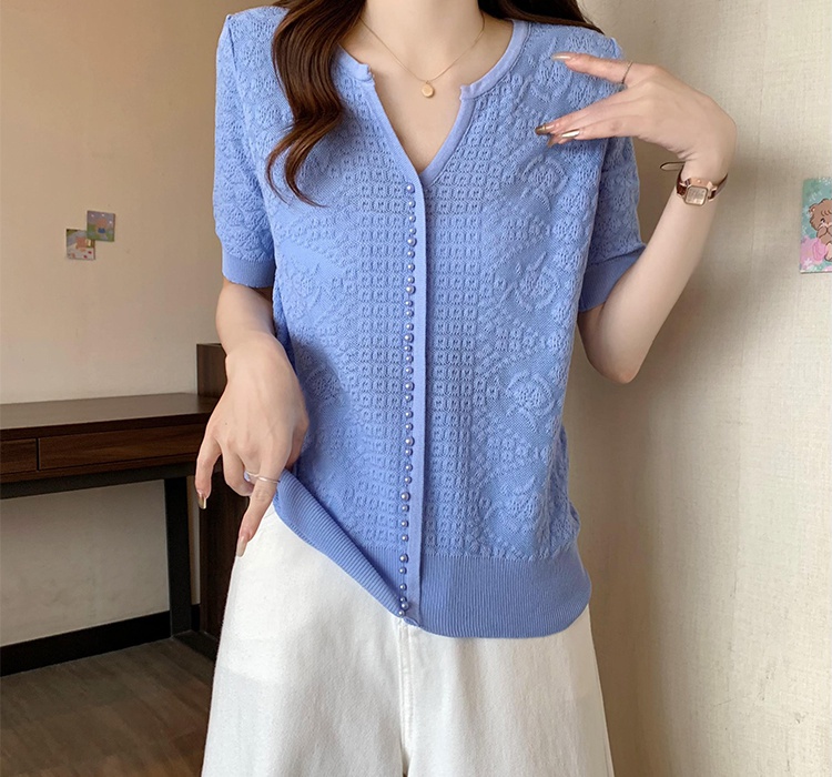 Summer organza T-shirt knitted thin shirts for women