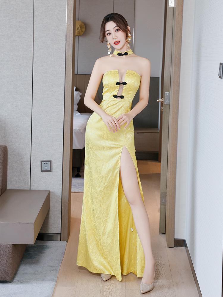 Night show long dress split package hip cheongsam for women