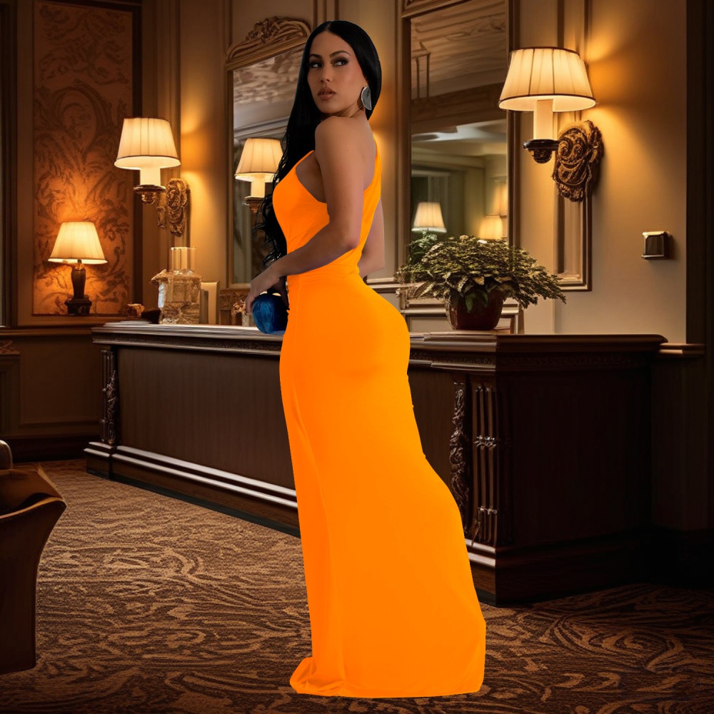 Slim shoulder evening dress European style fashion dress