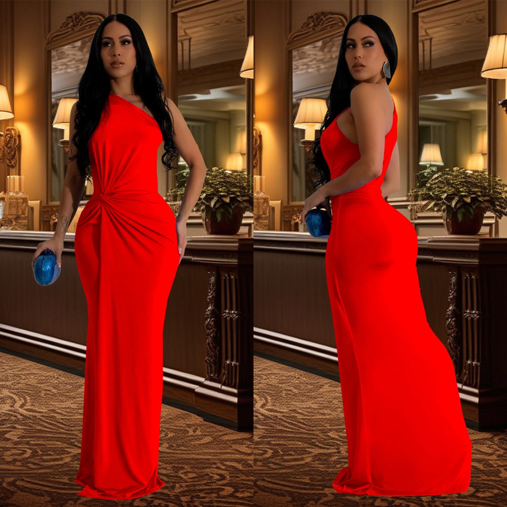 Slim shoulder evening dress European style fashion dress