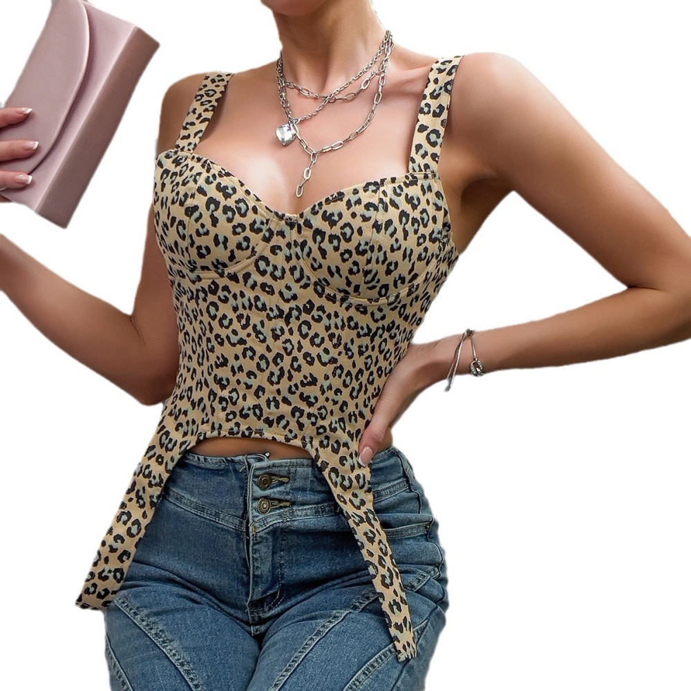 Frenum sling leopard corset sexy European style vest