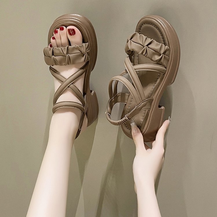 Thick crust open toe shoes summer sandals for women