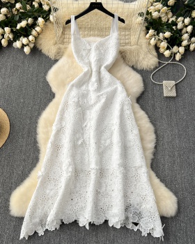 White embroidery formal dress lady dress for women
