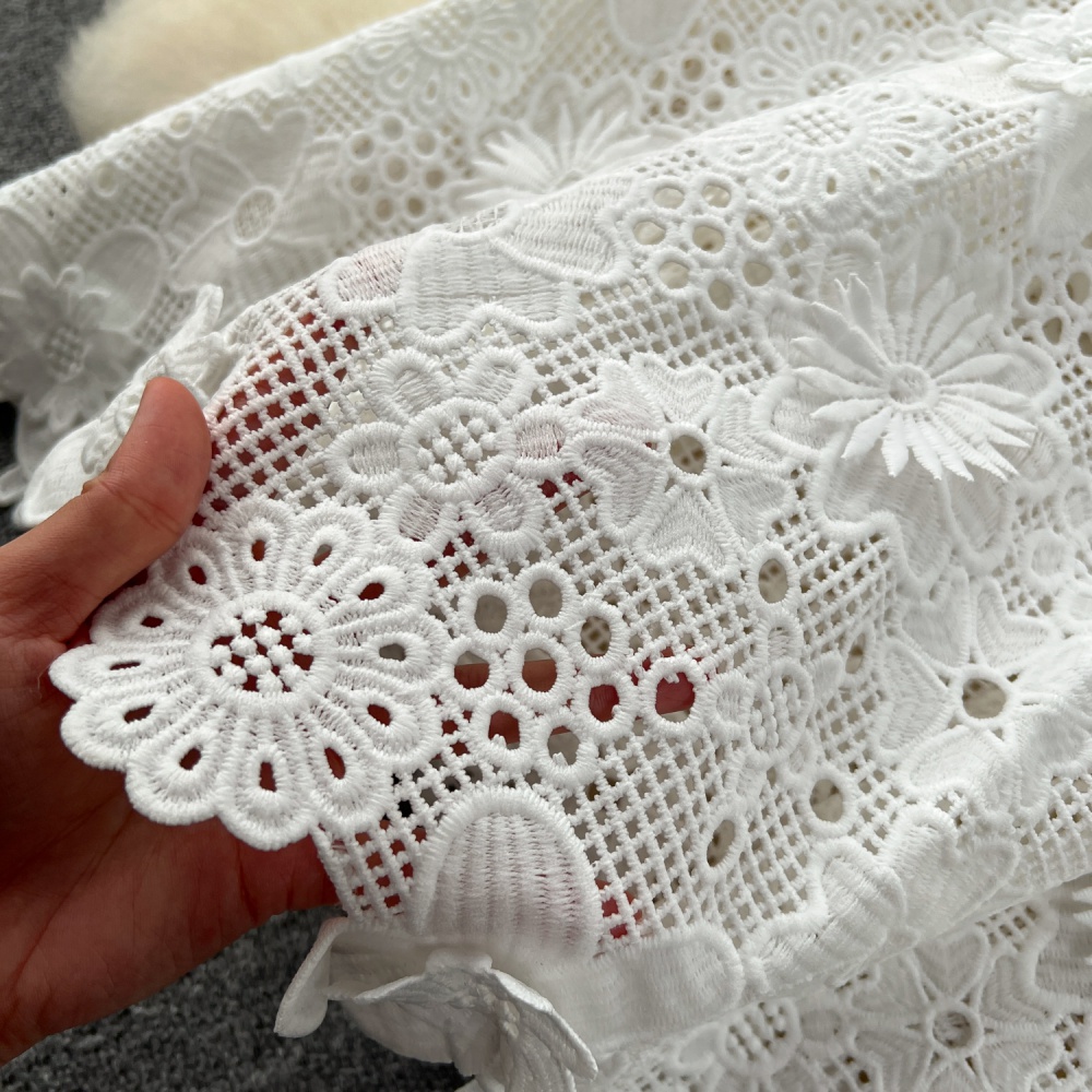 White embroidery formal dress lady dress for women