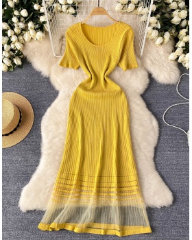 Splice temperament long dress gauze summer dress for women